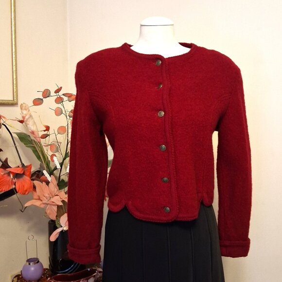 Vintage Braemar Jeremy Scott Wine-red Burgundy 100% Wool Fall Winter Jacket - Picture 1 of 14